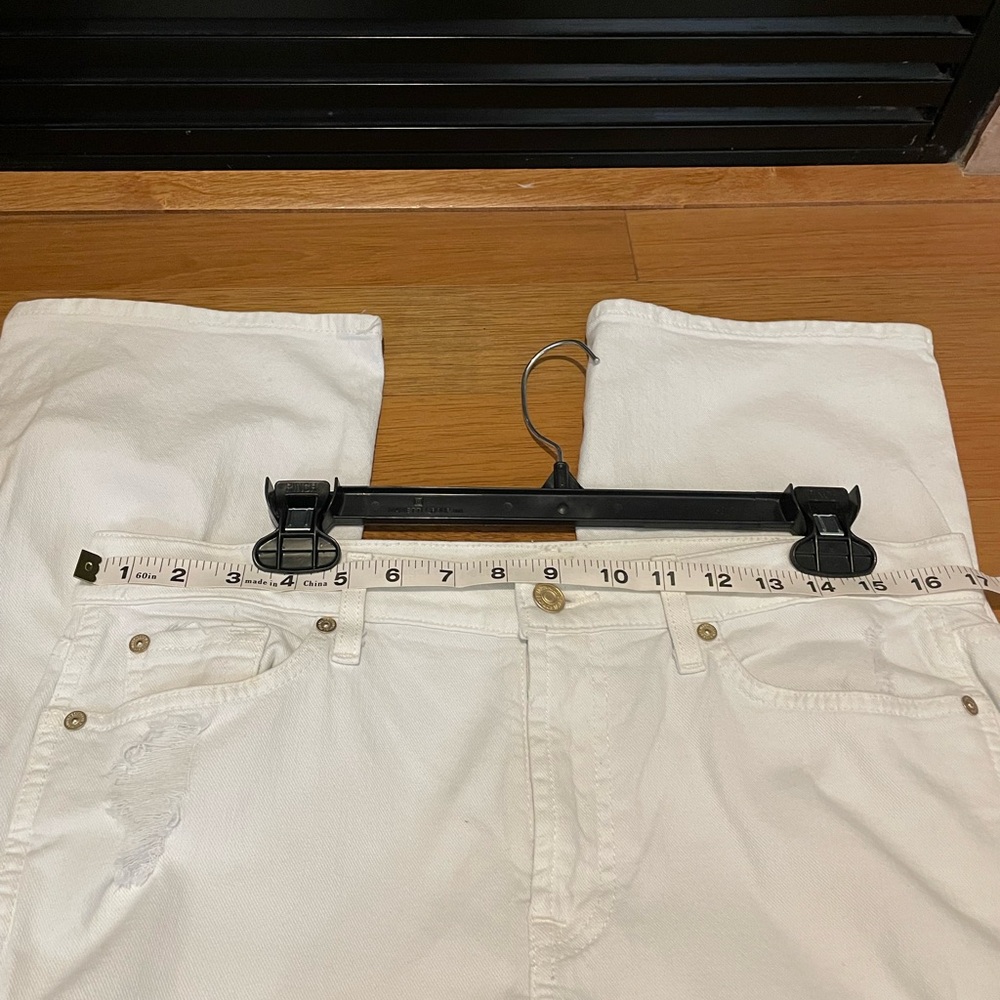 7 For All Mankind Women's Distressed White Jeans
